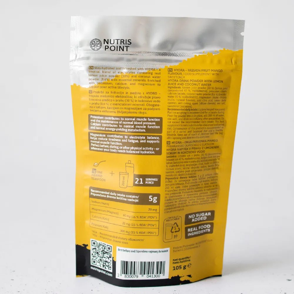 Nutrispoint Hydra, elektroliti z limoninim sokom - mango in pasijonka (105 g)